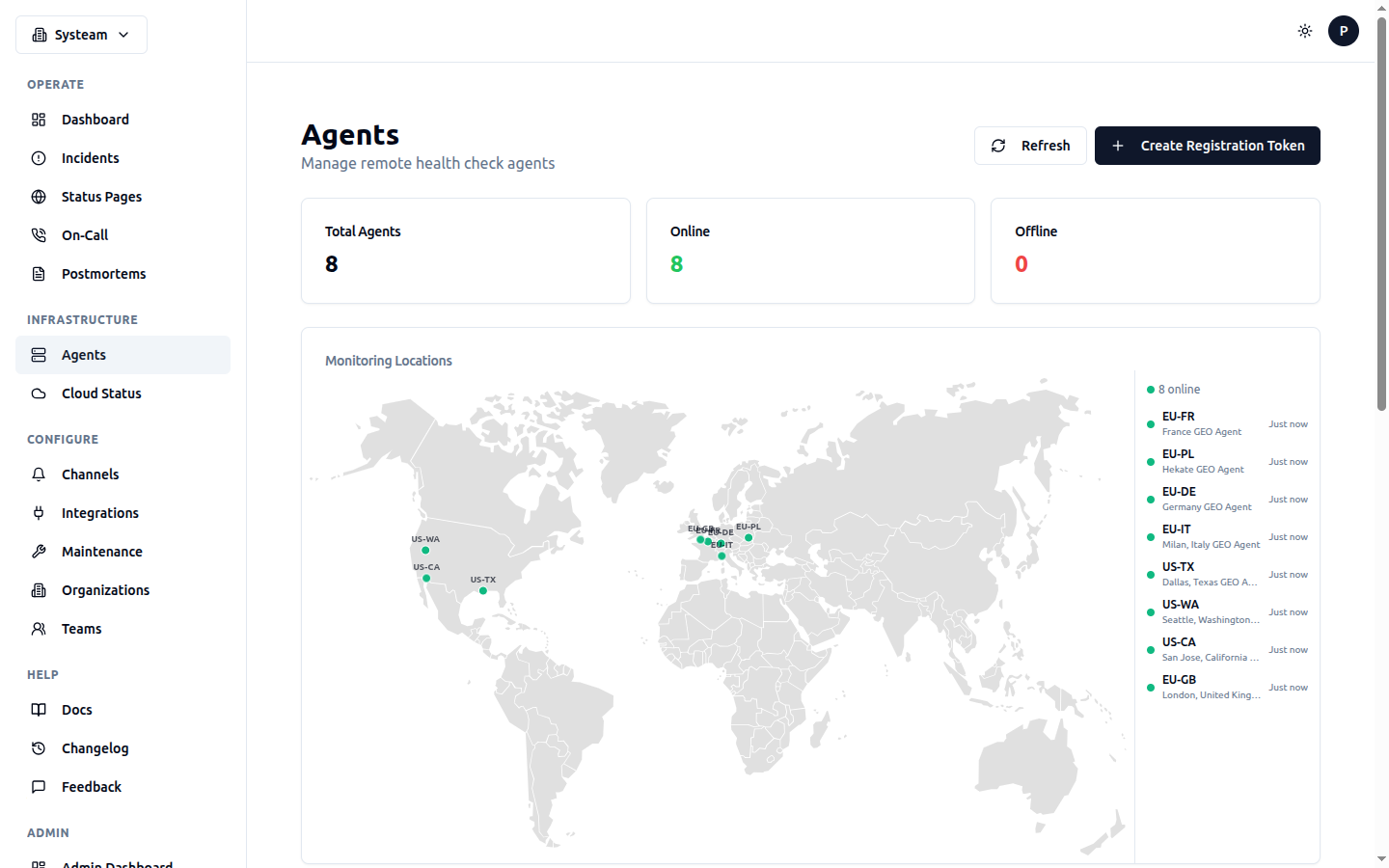 Agents & Geo Monitoring page